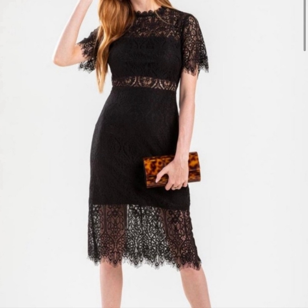 NWT MIAMI Francesca’s Hamilton Rhea Black Lace Midi Miami Dress Size Large